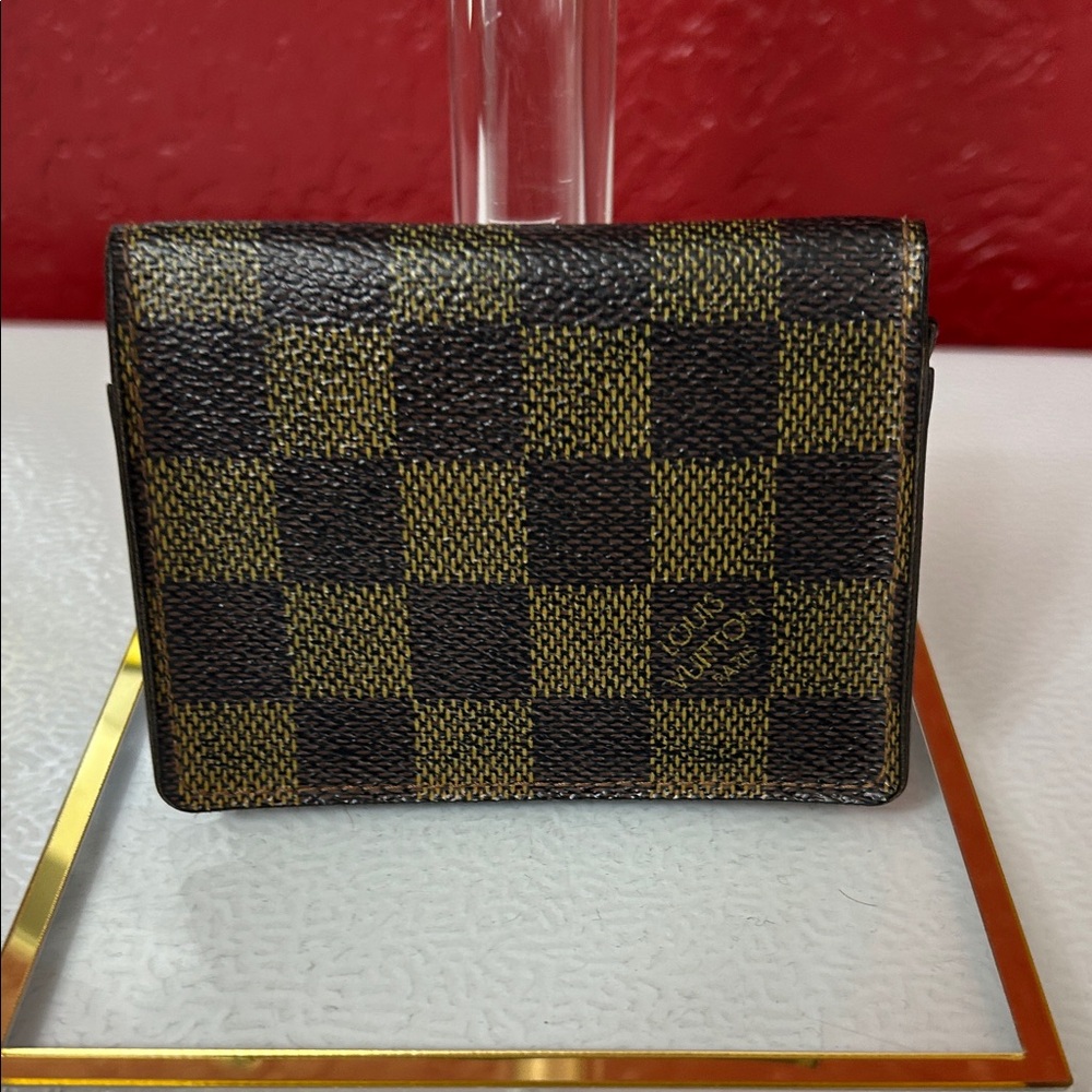 Louis Vuitton Black and Brown Checkered Card Holder with box. - Picture 2 of 12